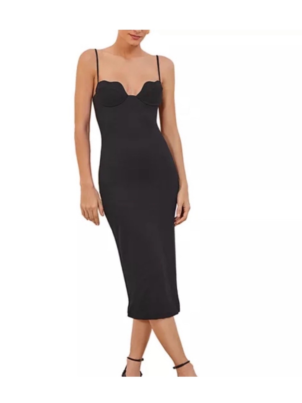 ViX Paula Hermanny Firenze Lou Scalloped Bustier Midi Dress in Black Medium